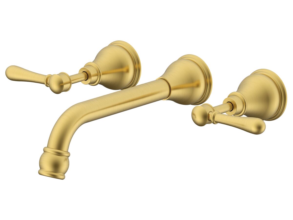 reece Milli Voir Wall Basin Set 220mm Lever Handles Brushed Gold (4 Star) Lead Free
