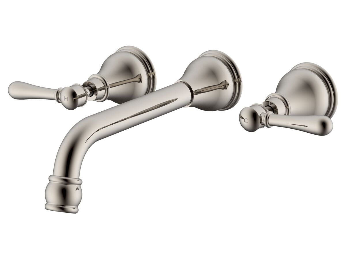 reece Milli Voir Wall Basin Set 220mm Lever Handles Brushed Nickel (4 Star)