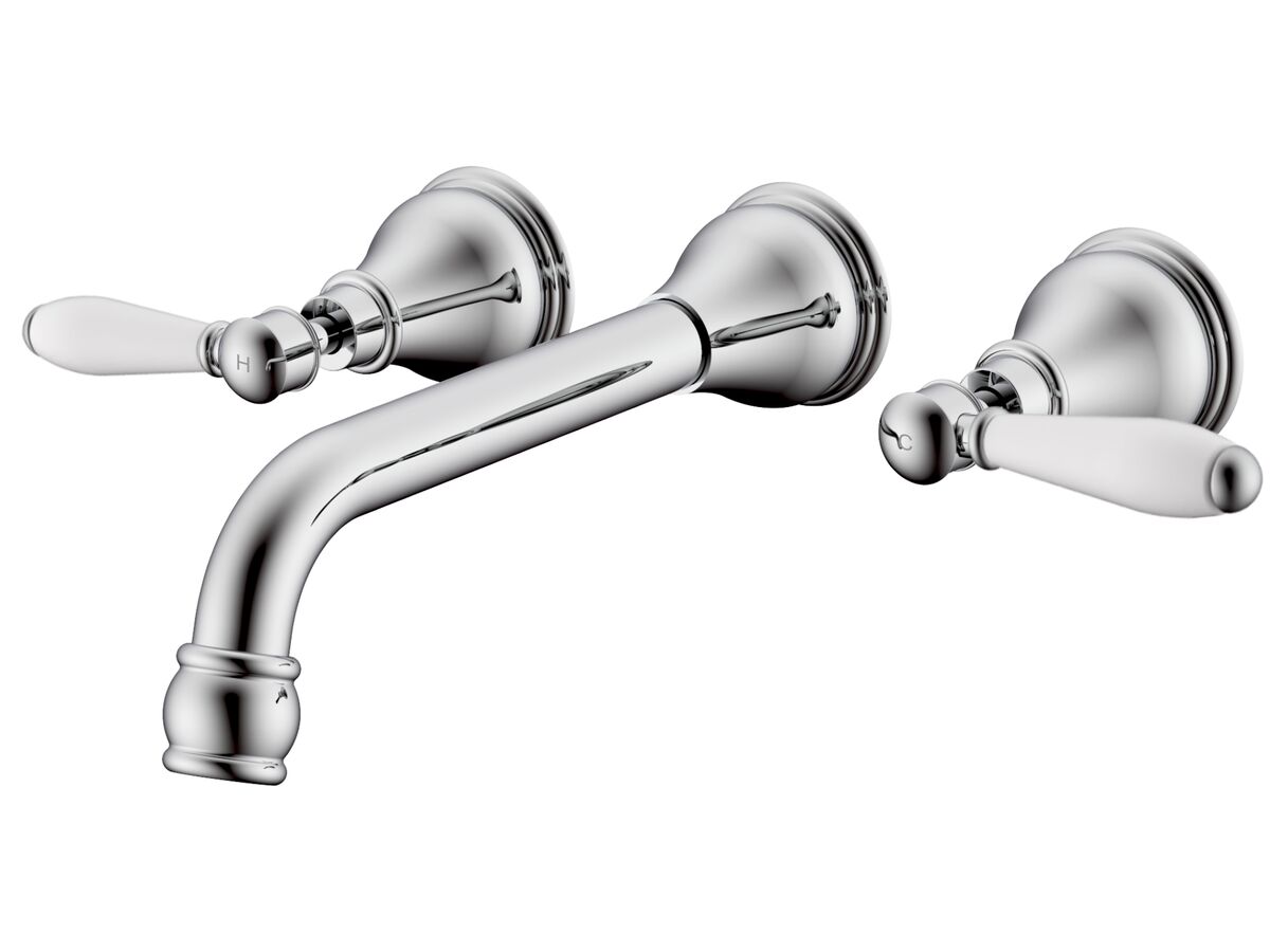 reece Milli Voir Wall Basin Set 220mm Lever Porcelain Handles Chrome (4 Star)