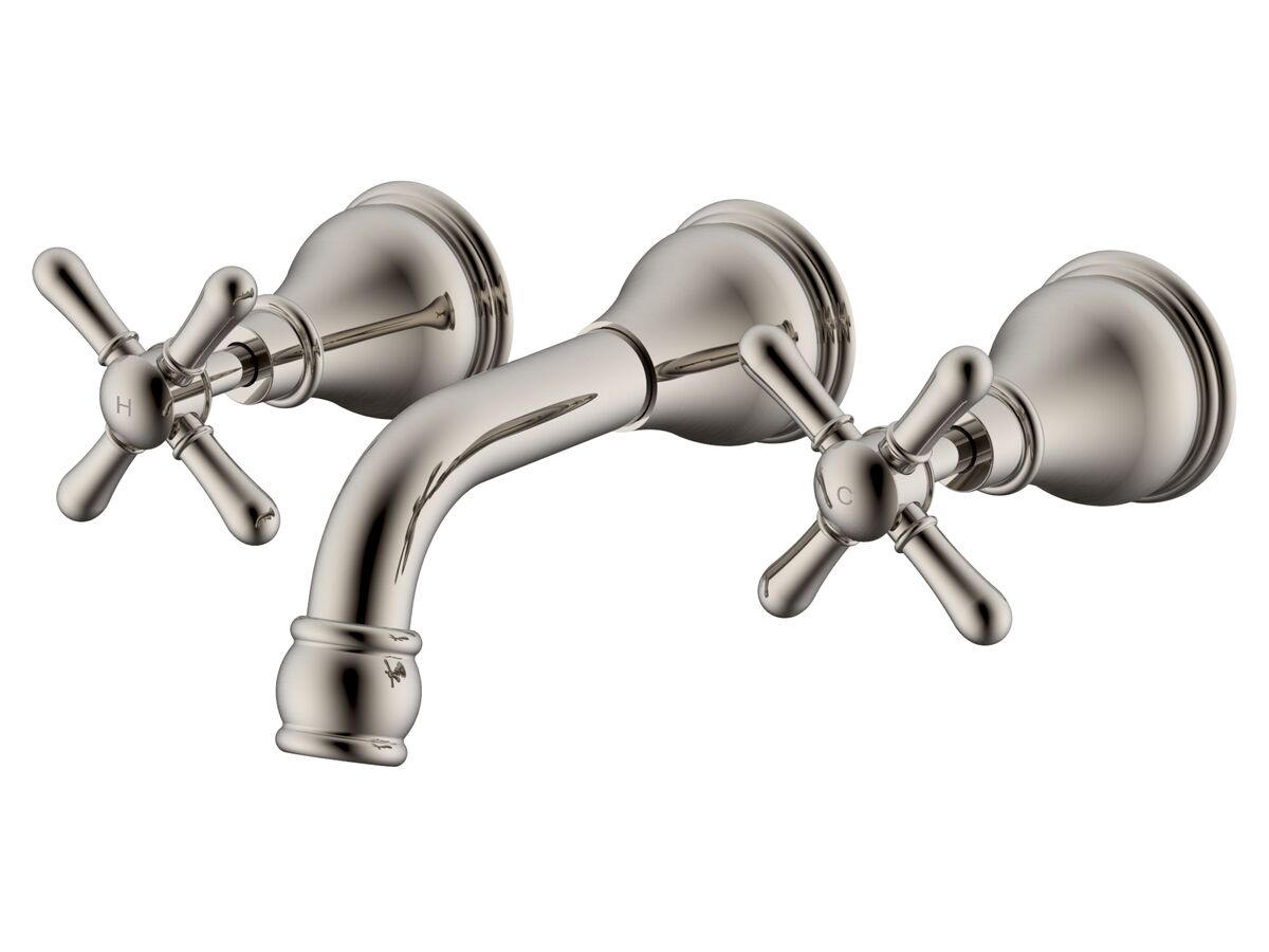 reece Milli Voir Wall Bath Set 150mm Cross Handles Brushed Nickel