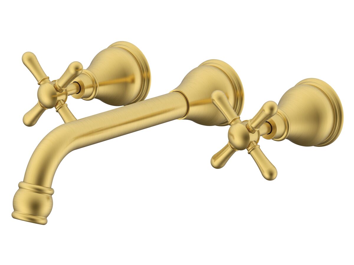 reece Milli Voir Wall Bath Set 220mm Cross Handles Brushed Gold