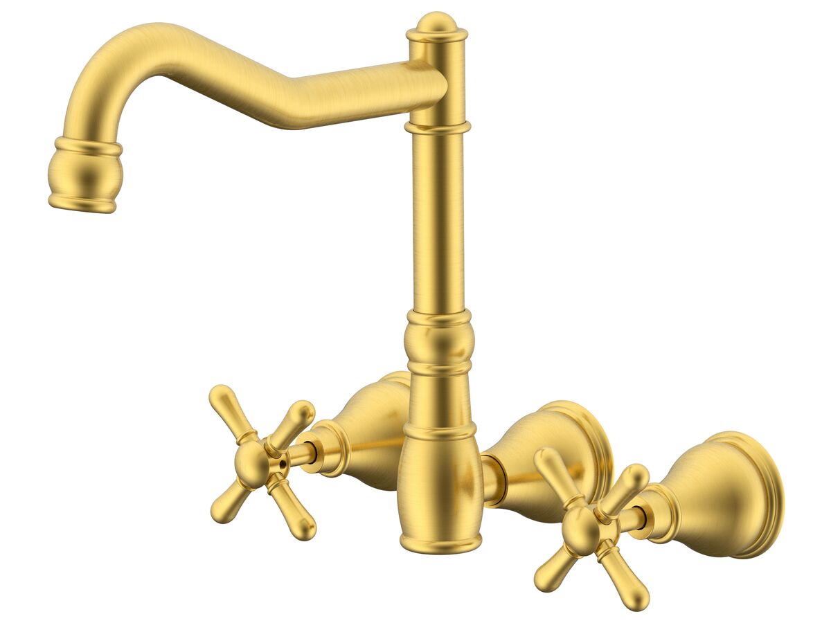 reece Milli Voir Wall English Sink Set Cross Handles Brushed Gold (4 Star) Lead Free