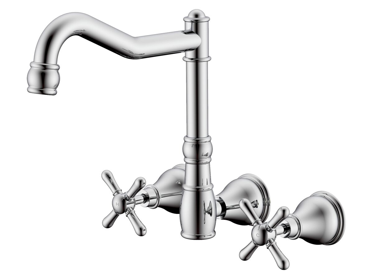 reece Milli Voir Wall English Sink Set Cross Handles Chrome (4 Star) Lead Free
