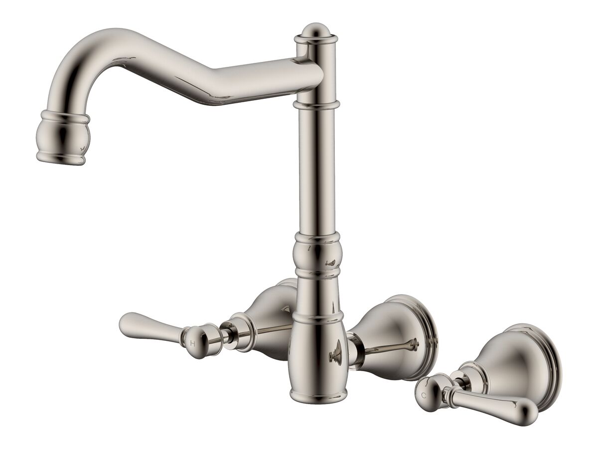 reece Milli Voir Wall English Sink Set Lever Handles Brushed Nickel (4 Star) Lead Free