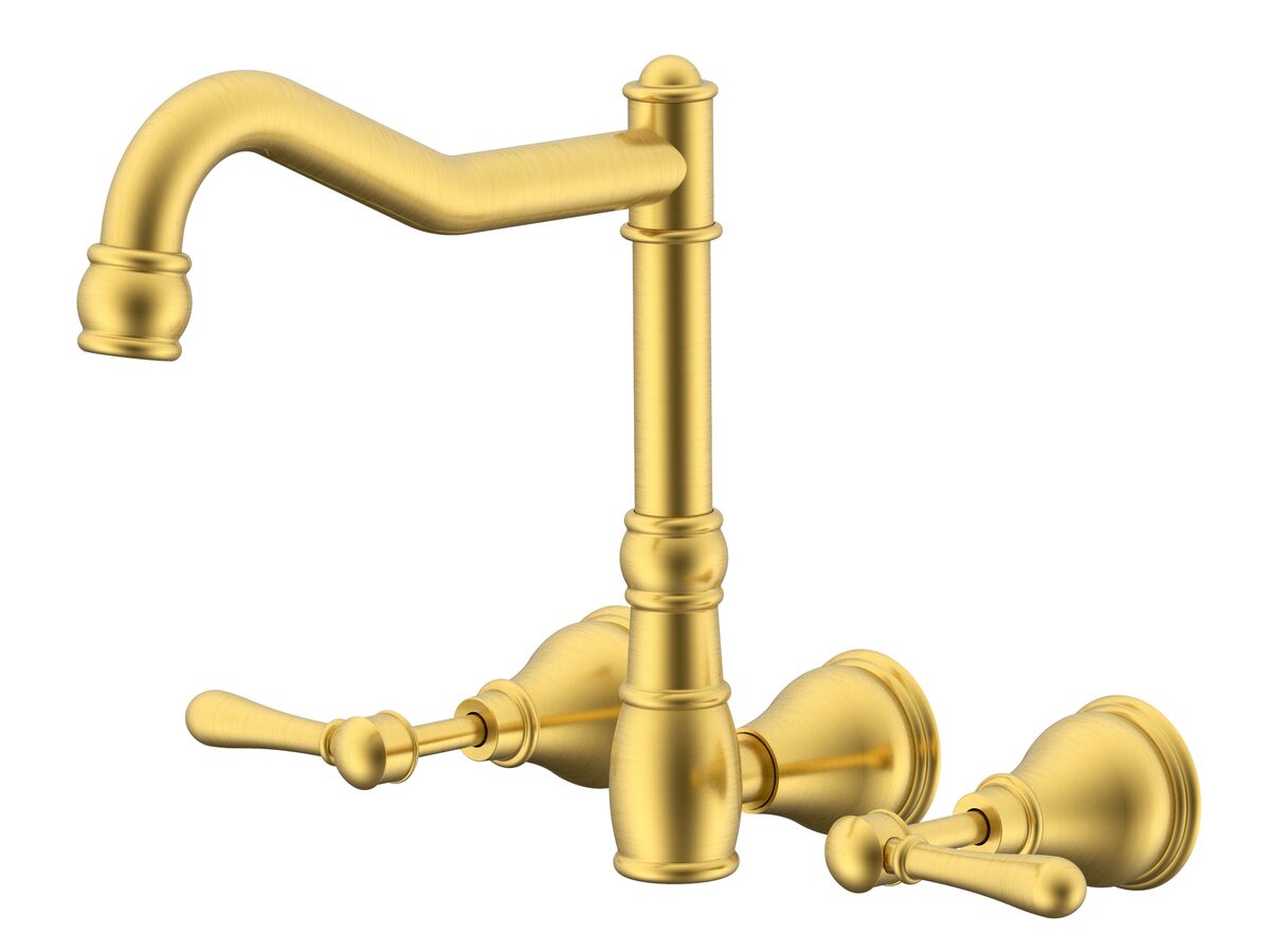 reece Milli Voir Wall English Sink Set Lever Handles Brushed Gold (4 Star) Lead Free