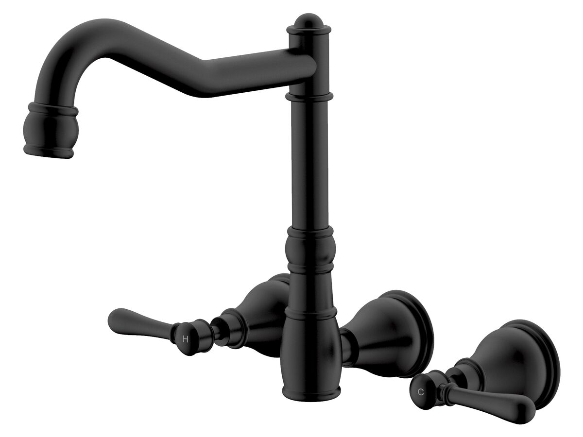 reece Milli Voir Wall English Sink Set Lever Handles Matte Black (4 Star) Lead Free