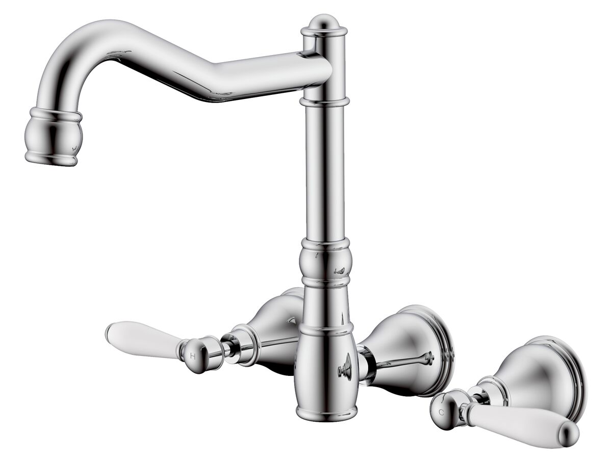 reece Milli Voir Wall English Sink Set Lever Porcelain Handles Chrome (4 Star)