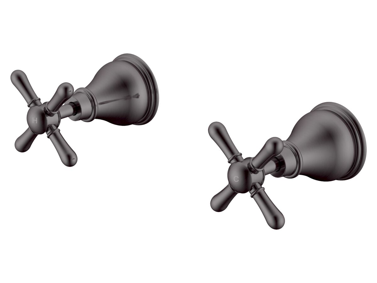 reece Milli Voir Wall Top Assemblies Cross Brushed Gunmetal