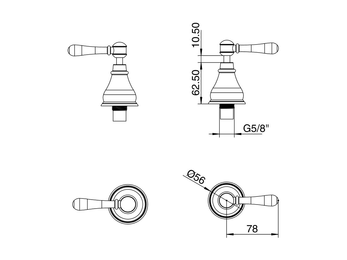 Reece Milli Voir Wall Top Assemblies Lever Handles Chrome Lead Free