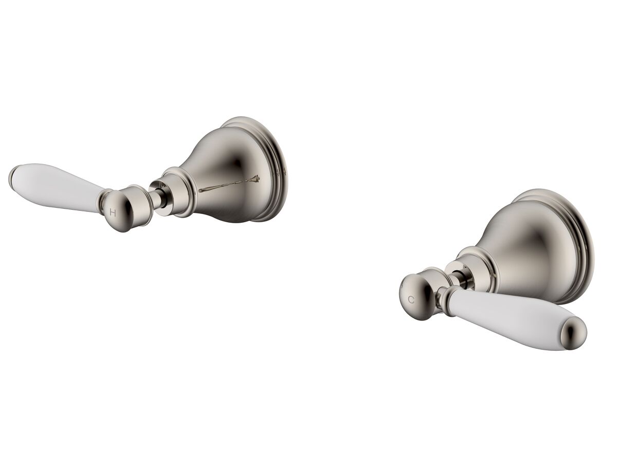 reece Milli Voir Wall Top Assemblies Lever Porcelain Handles Brushed Nickel Lead Free
