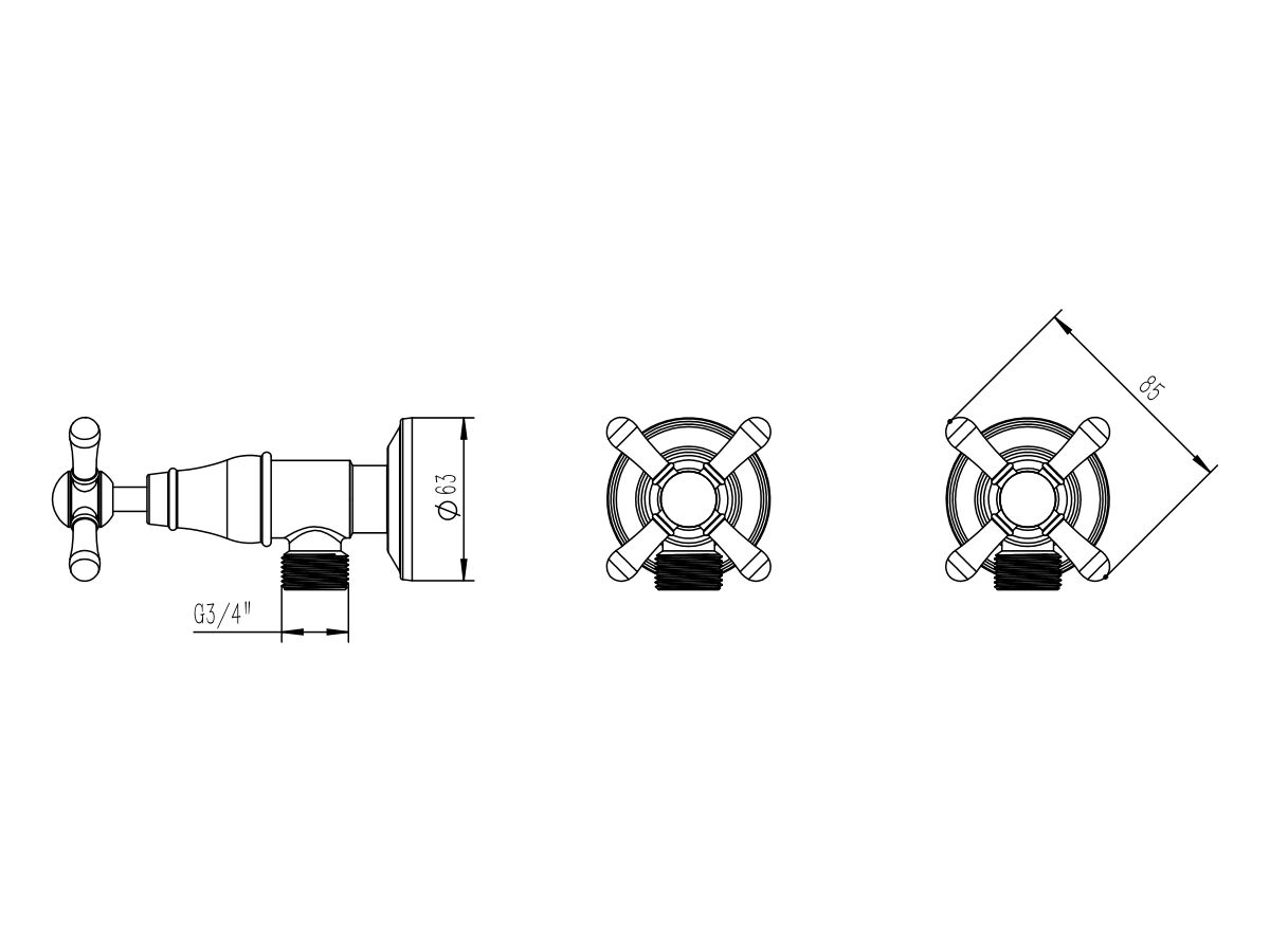 Reece Milli Voir Washing Machine Stops Cross Chrome