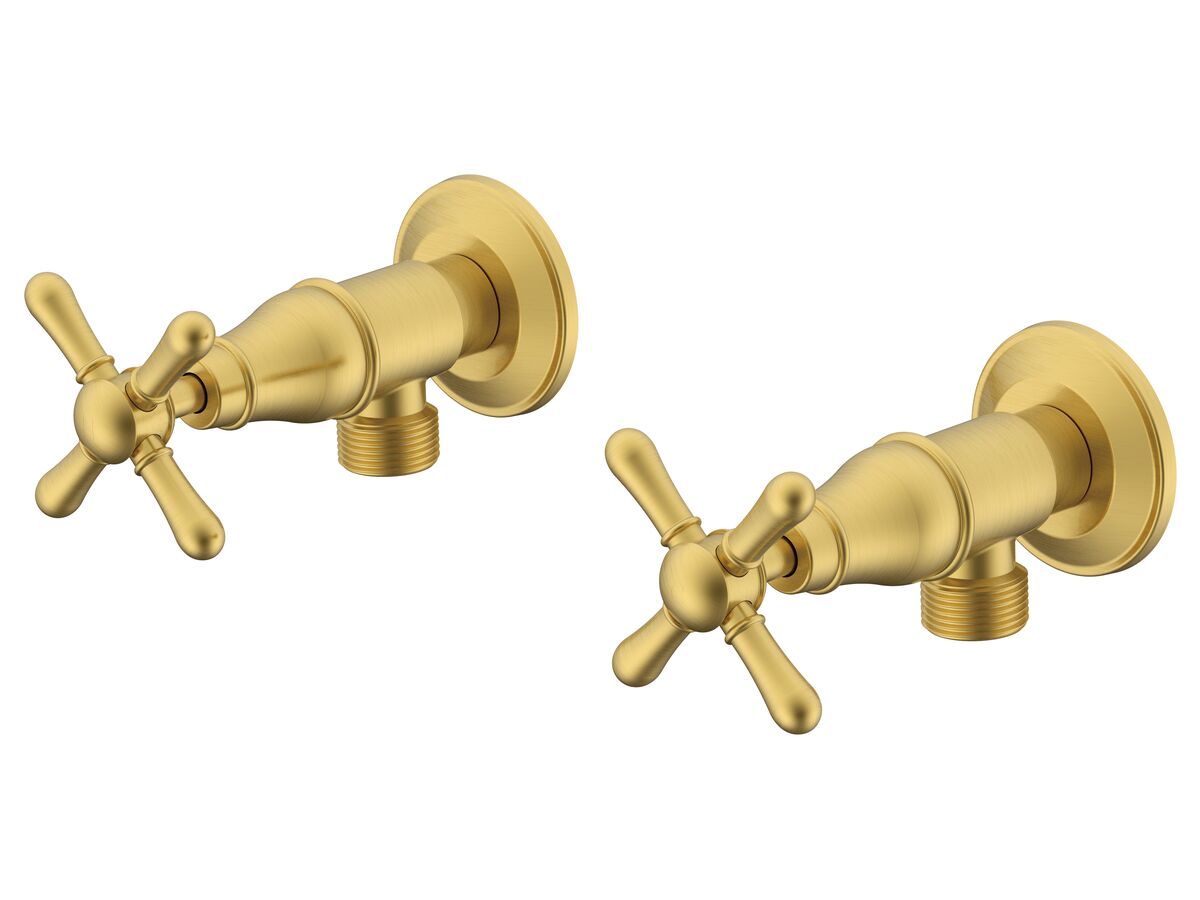 reece Milli Voir Washing Machine Stops Cross Handles Brushed Gold