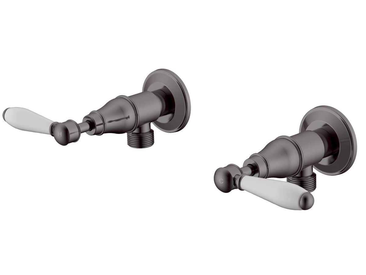 reece Milli Voir Washing Machine Stops Lever Porcelain Brushed Gunmetal