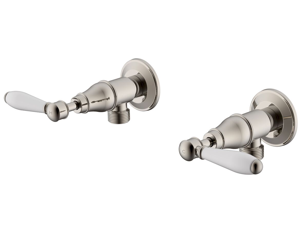 reece Milli Voir Washing Machine Stops Lever Porcelain Brushed Nickel