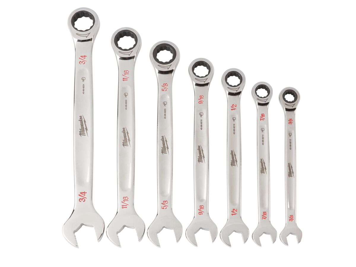 Reece Milwaukee 7 Piece Ratcheting Combination Wrench SAE