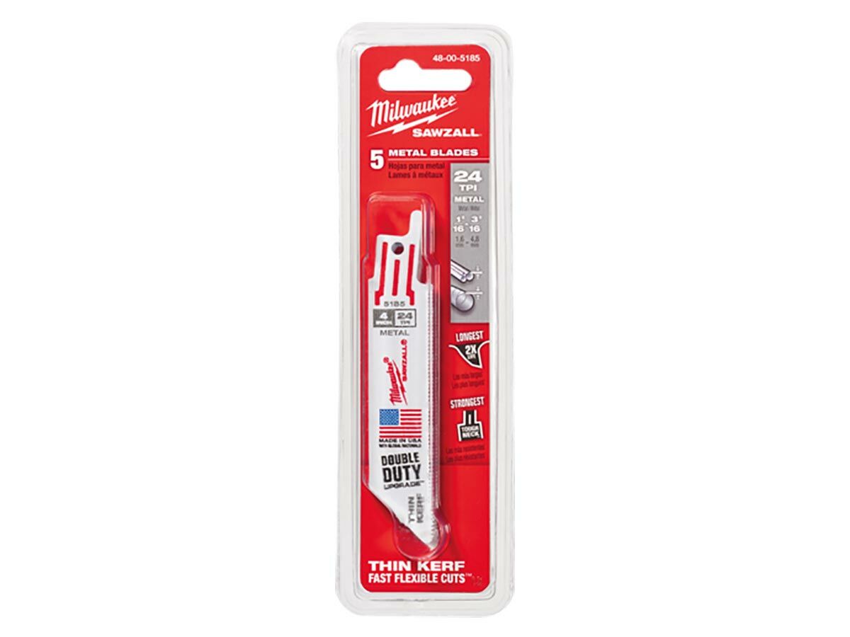 reece Milwaukee Reciprocating Blade 100mm 24TPI Bimetal 5 Pack