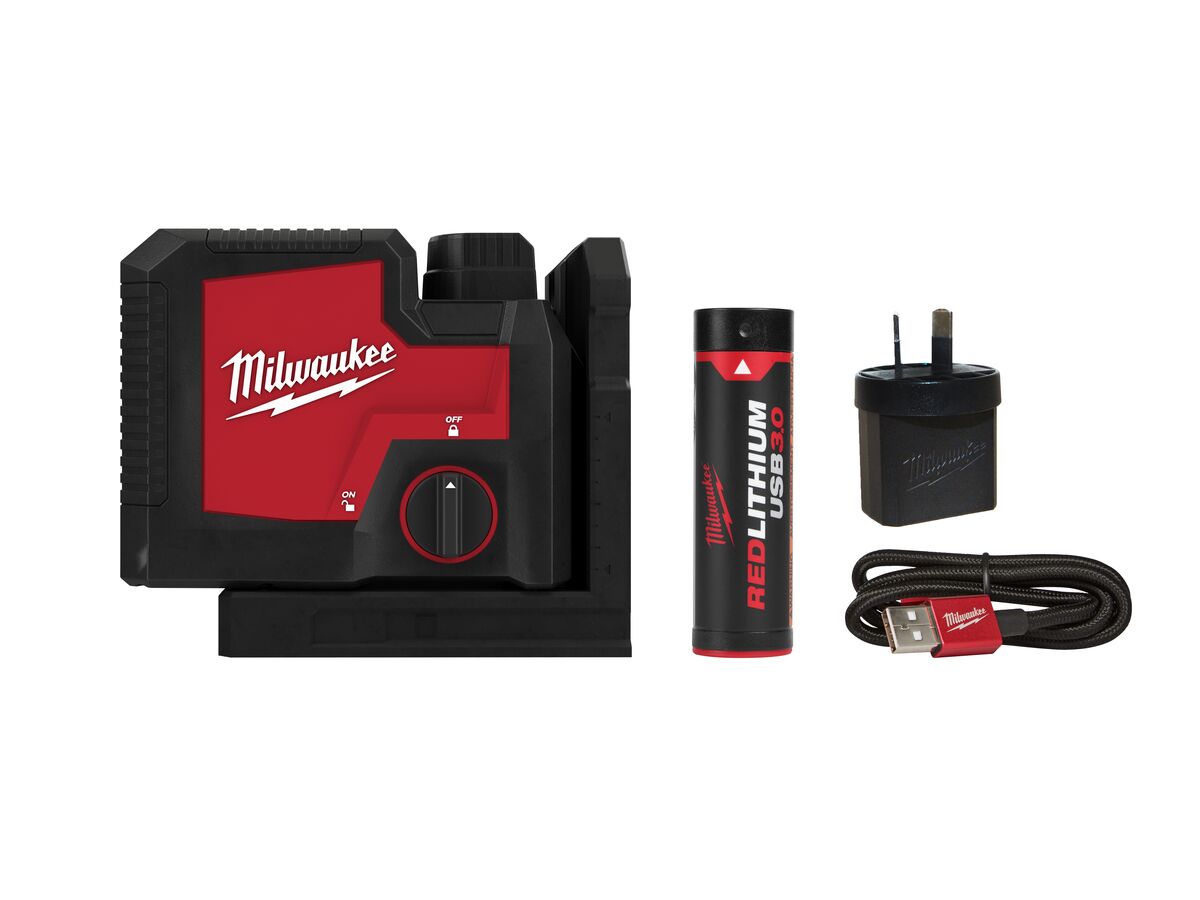 reece Milwaukee REDLITHIUM USB Rechargeable 3 Point Laser Kit