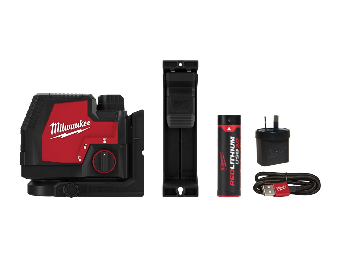 reece Milwaukee REDLITHIUM USB Rechargeable Cross Line Laser Kit