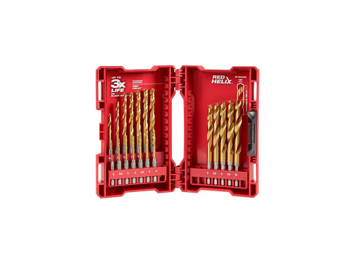 reece Milwaukee SHOCKWAVE RED HELIX Titanium Drill 2-10mm 19PC Set