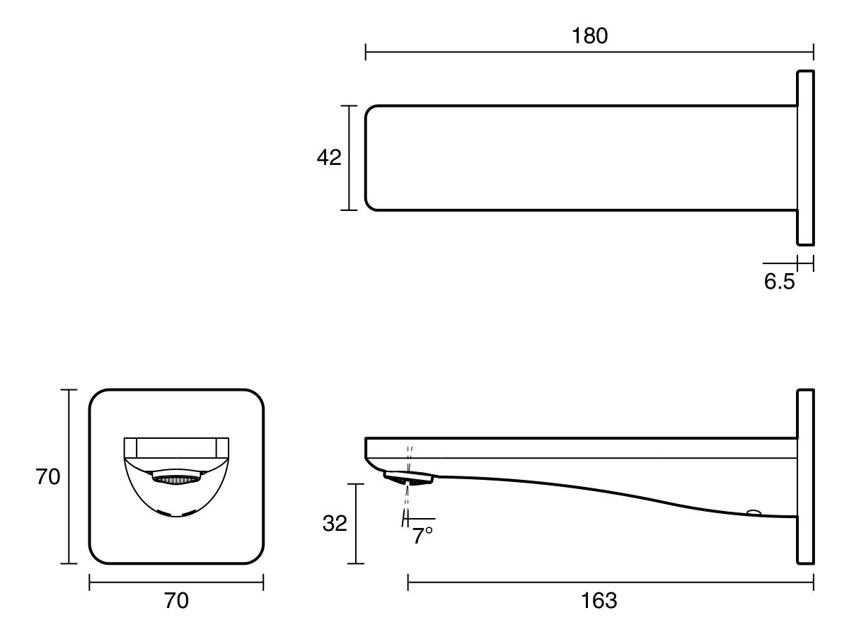 Reece Mizu Bloc Basin/Bath Outlet 160mm Brushed Nickel (6 Star) Lead Free