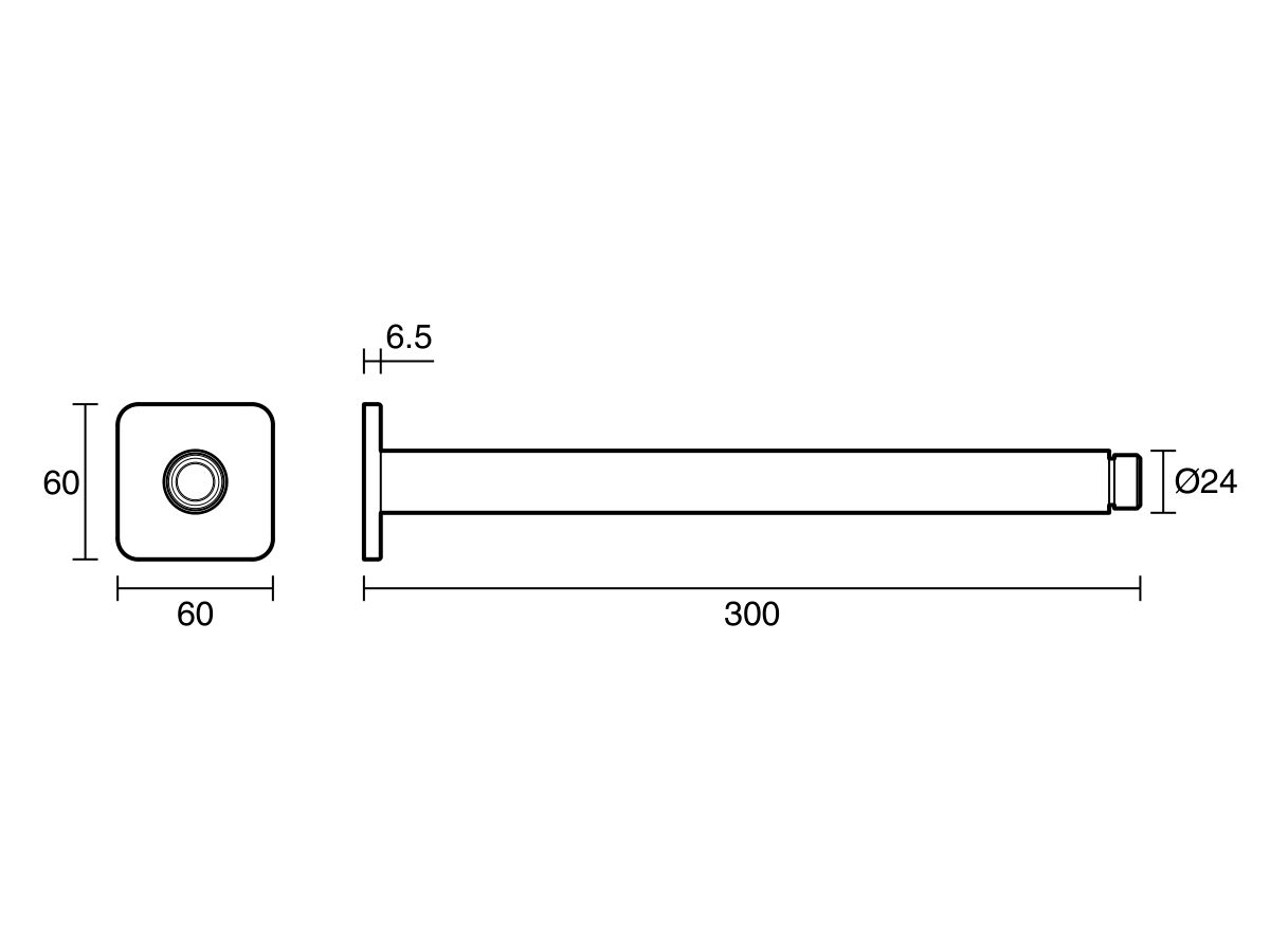 Reece Mizu Bloc Ceiling Shower Arm 300mm Brushed Nickel