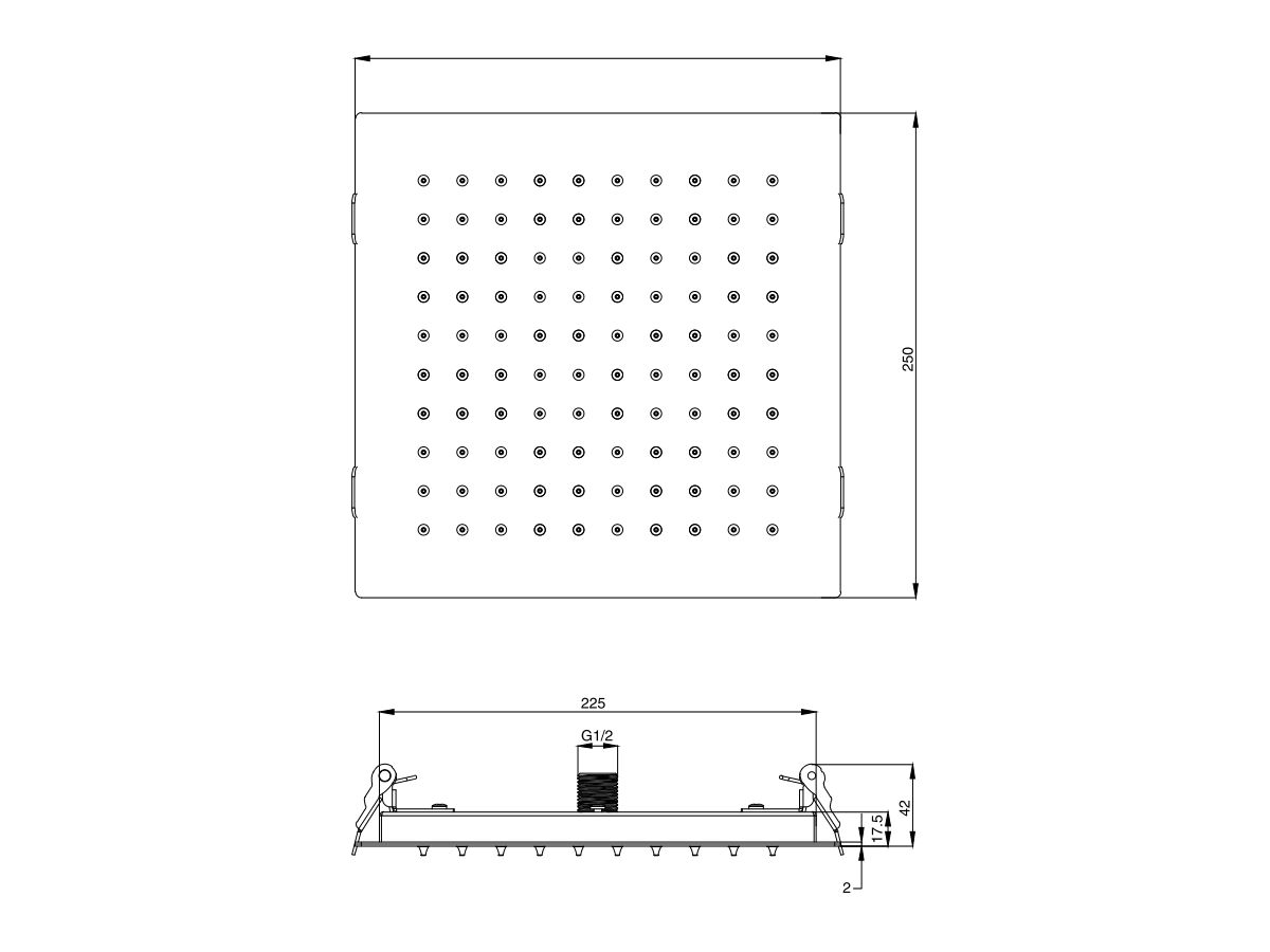 Reece Mizu Bloc Flush Ceiling Shower 250mm Chrome (3 Star)
