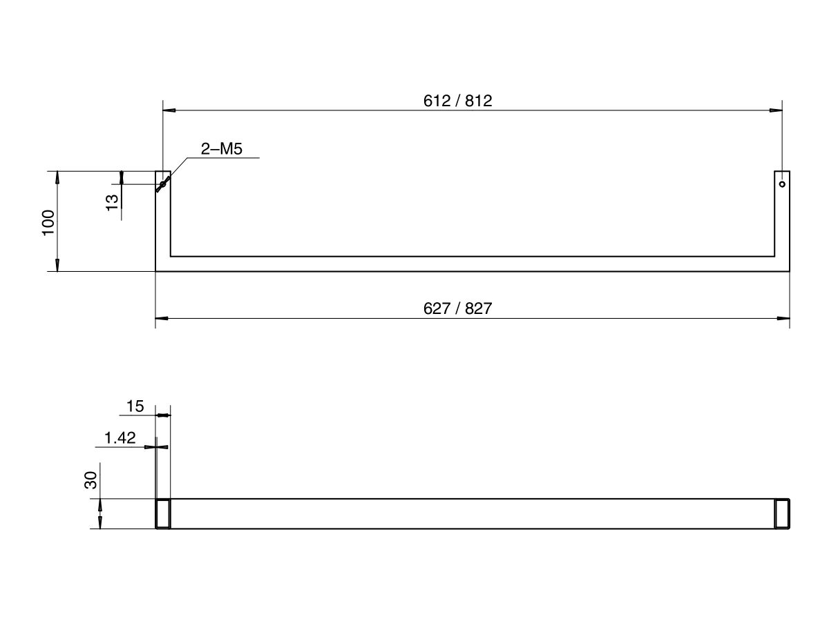 Reece Mizu Bloc Heated Towel Rail 830 (Each) (Less Transformer) Matte Black