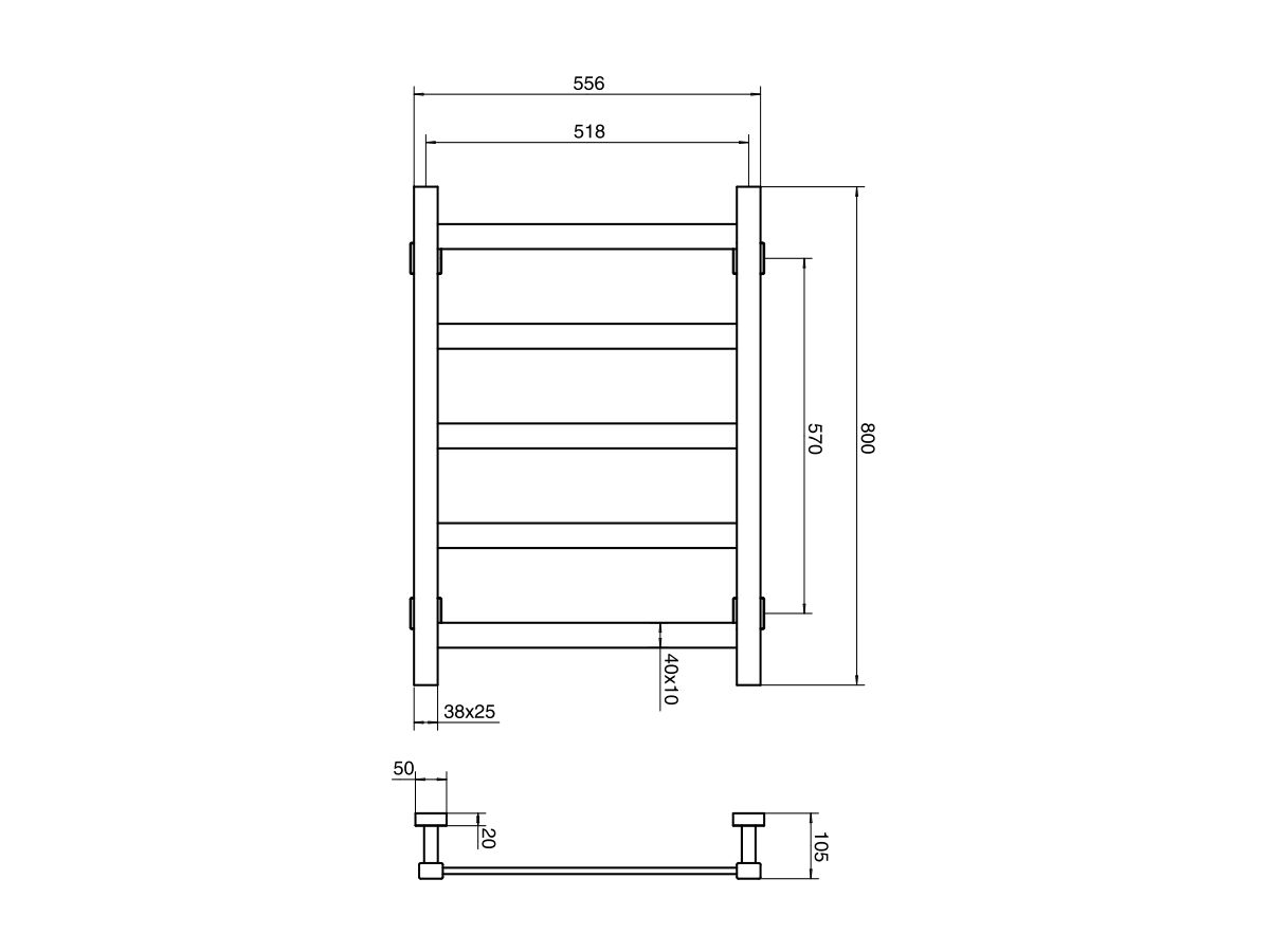 Reece Mizu Bloc MK2 550 X 800mm Heated Towel Rail Low Voltage 24V Polished Stainless Steel