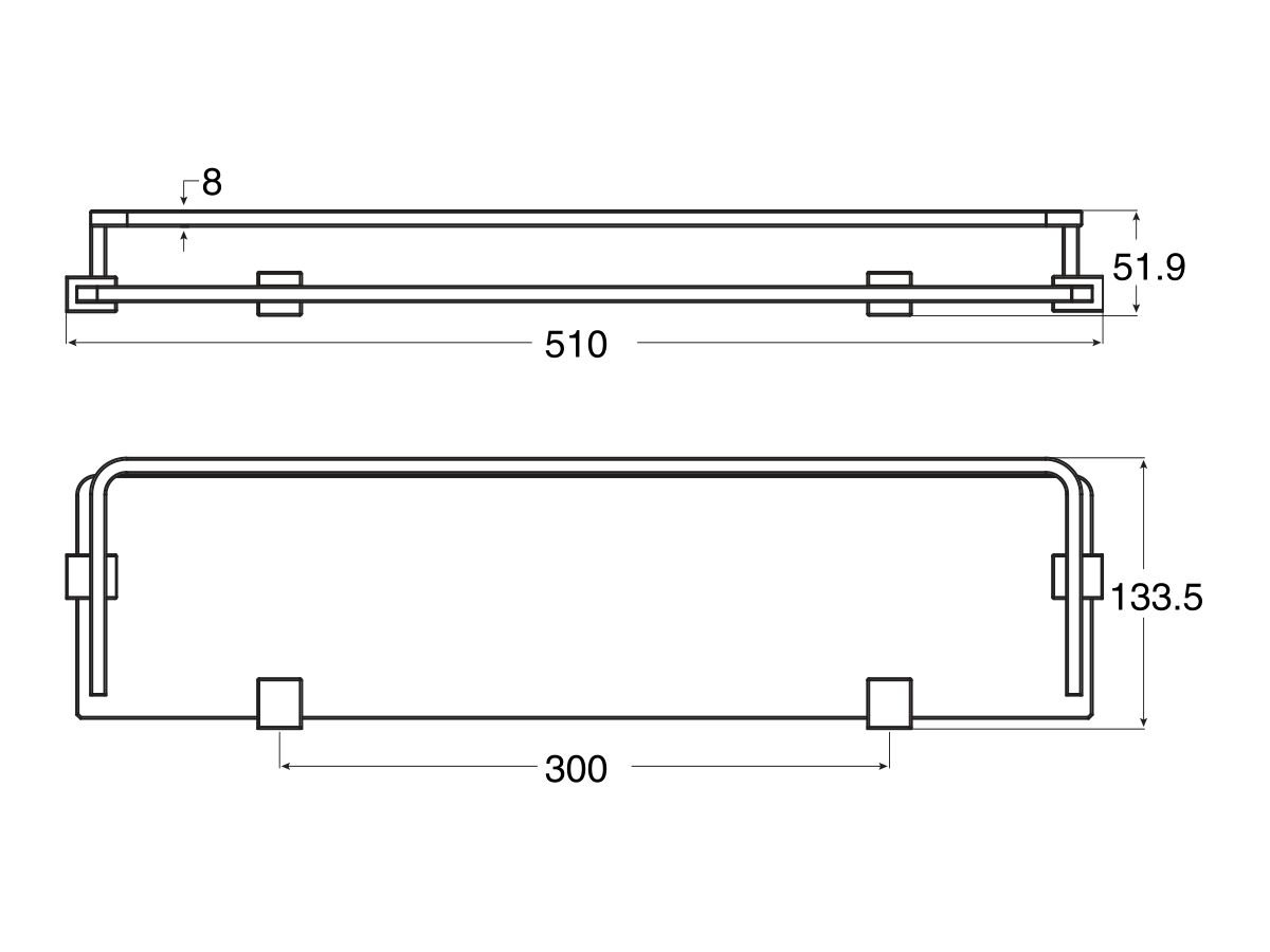 Reece Mizu Bloc MK2 Glass Shelf With Rail Matte Black