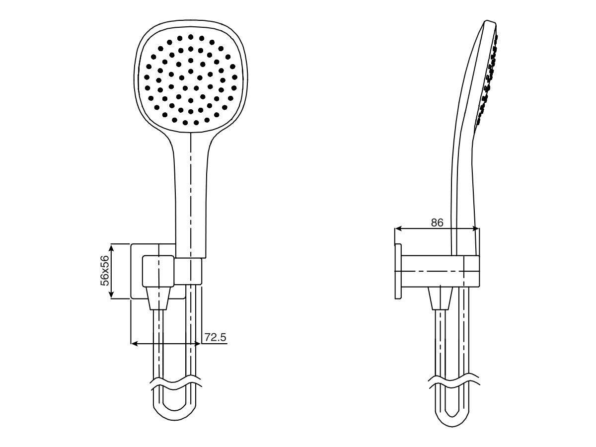 Reece Mizu Bloc MK2 Handshower 1 Function With Water Inlet Wall Bracket Chrome (3 Star)