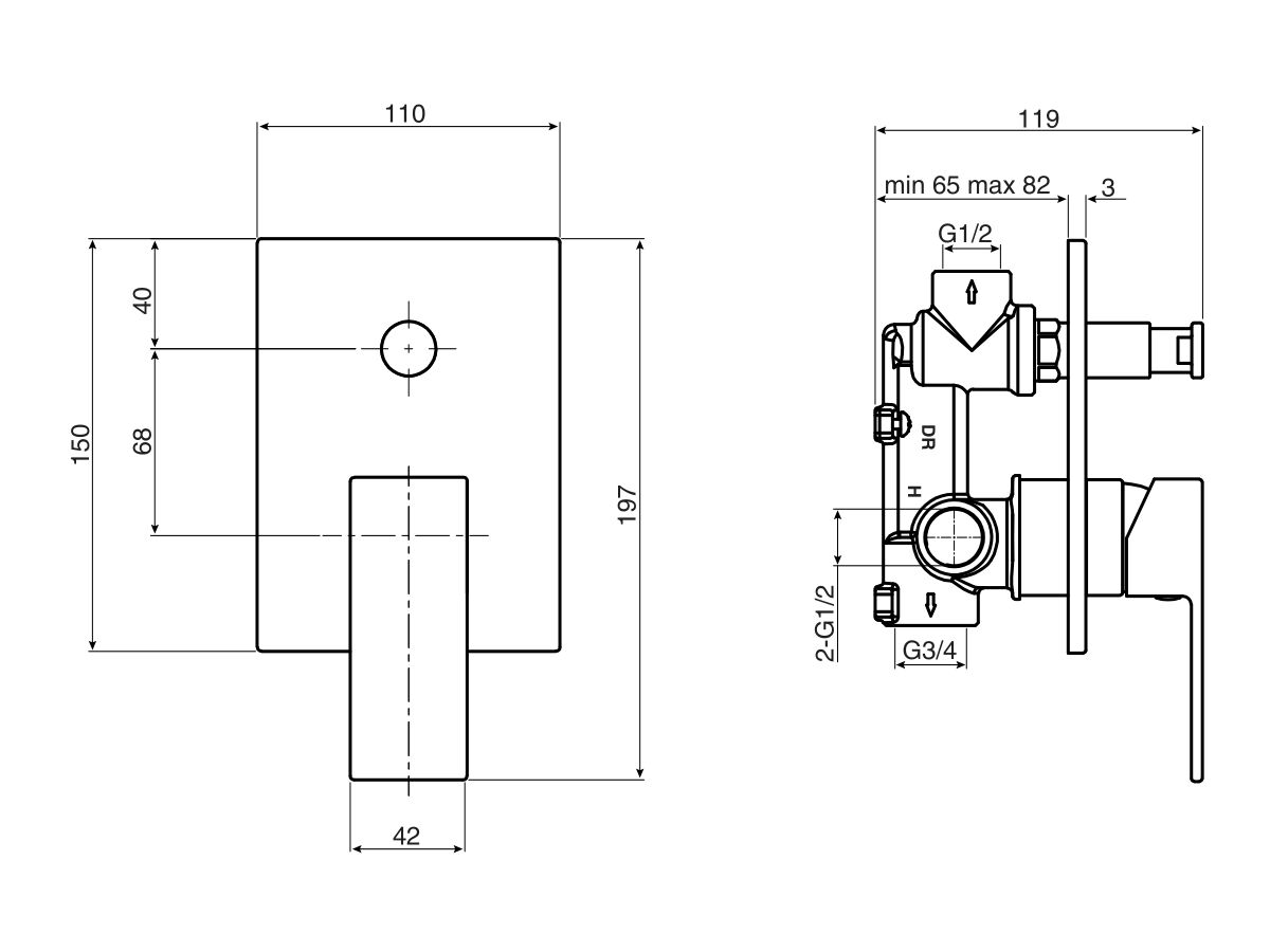 Reece Mizu Bloc MK2 Shower Mixer Tap With Diverter Matte Black