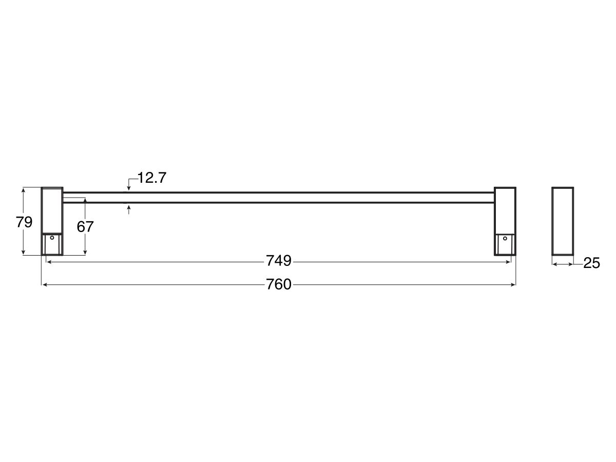 Reece Mizu Bloc MK2 Single Towel Rail 760mm Matte Black