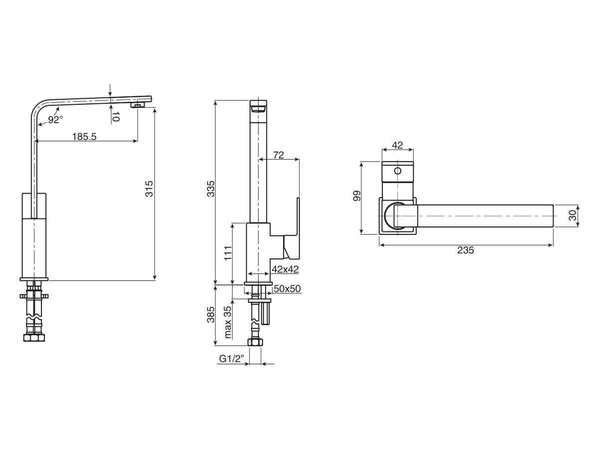 Reece Mizu Bloc MK2 Sink Mixer Tap Matte Black (4 Star)
