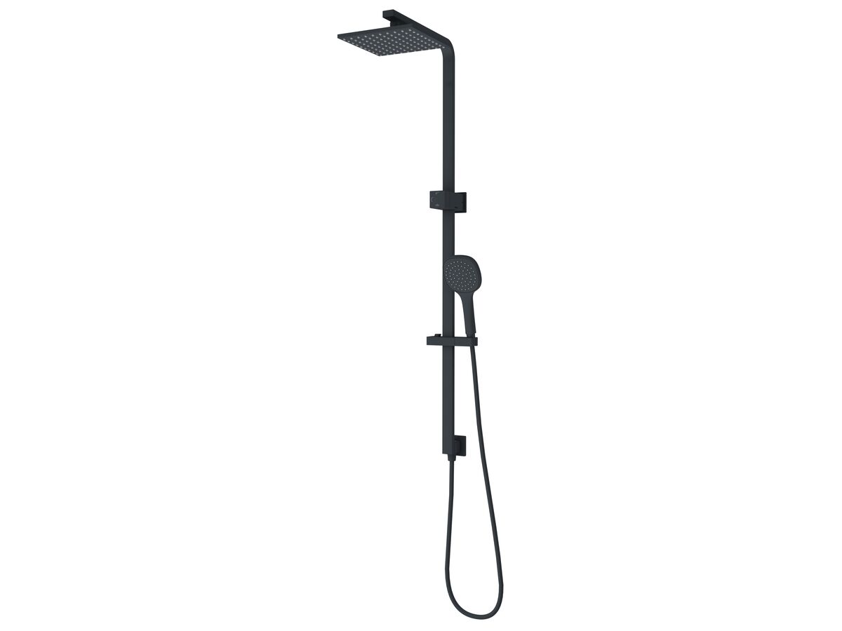 reece Mizu Bloc MK2 Twin Rail Shower 200mm ABS Overhead with Top Rail Water Inlet Matte Black (3 Star) reece Mizu Bloc MK2 Twin Rail Shower 200mm ABS Overhead with Top Rail Water Inlet Matte Black (3 Star)