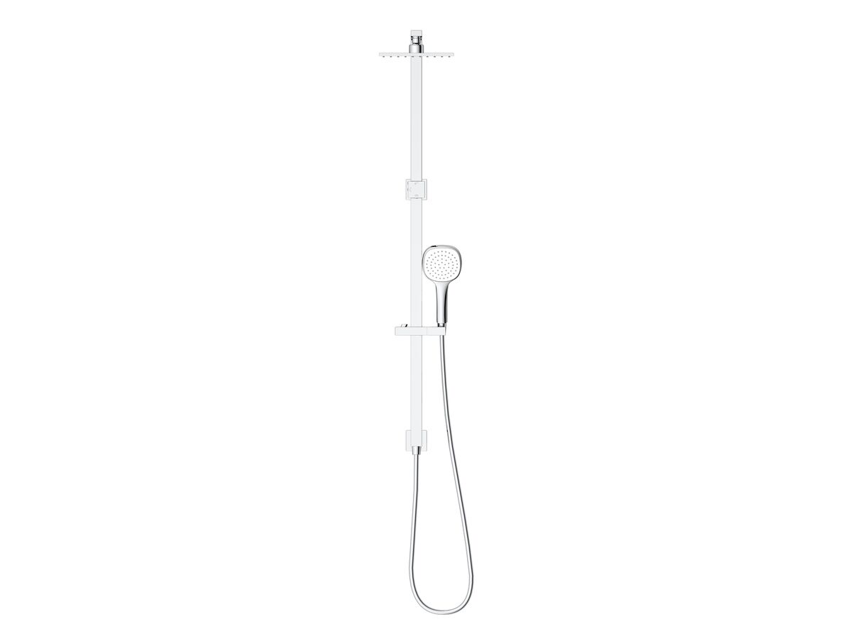 Reece Mizu Bloc MK2 Twin Rail Shower 200mm ABS Overhead With Top Rail Water Inlet Chrome (3 Star)