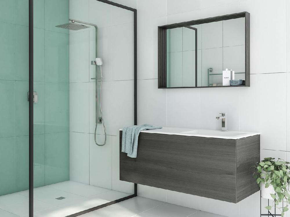 Reece Mizu Bloc MK2 Twin Rail Shower 200mm ABS Overhead With Top Rail Water Inlet Chrome (3 Star)