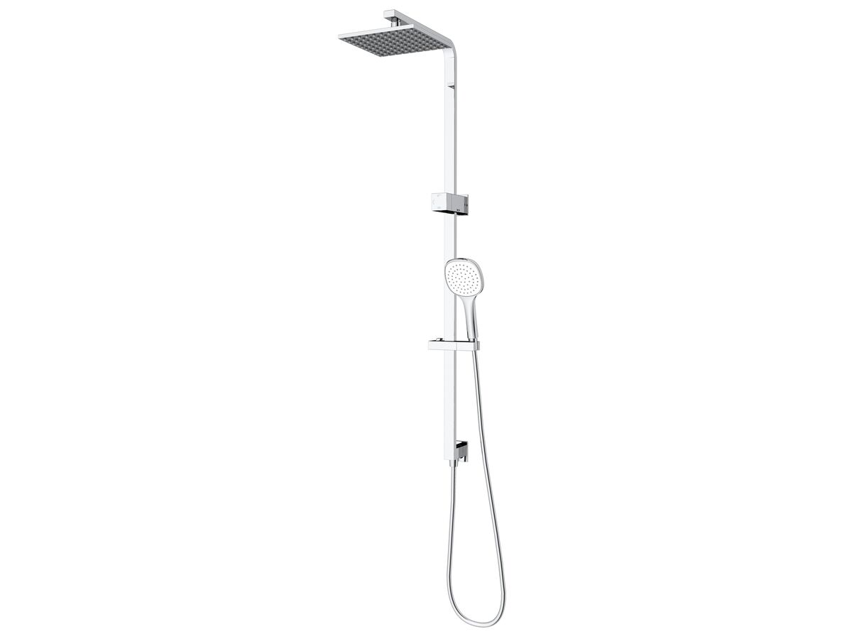 reece Mizu Bloc MK2 Twin Rail Shower 200mm ABS Overhead with Top Rail Water Inlet Chrome (3 Star)