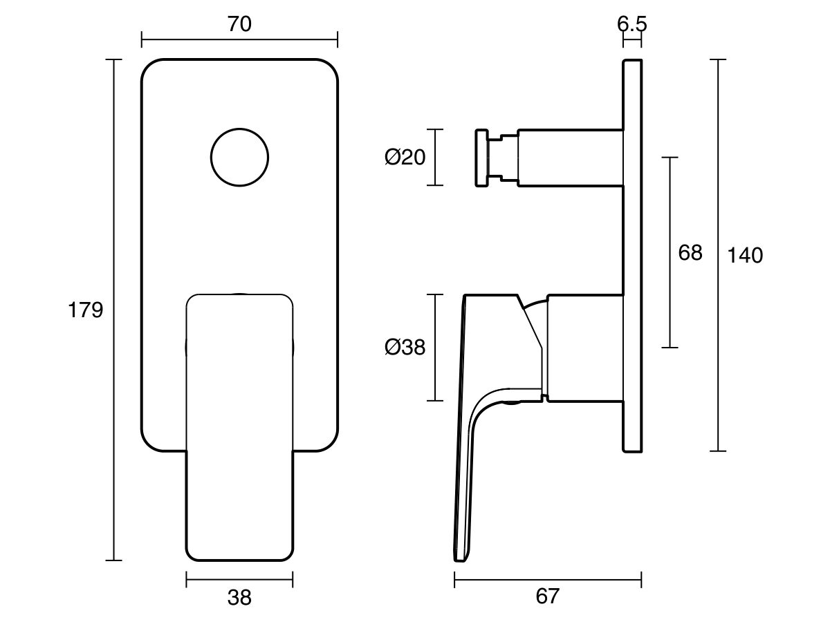 Reece Mizu Bloc Shower Mixer With Diverter Trimset Matte Black Lead Free