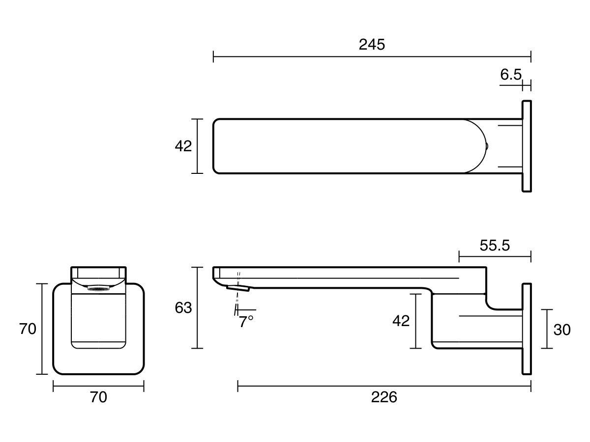 Reece Mizu Bloc Swivel Bath Outlet Brushed Nickel Lead Free