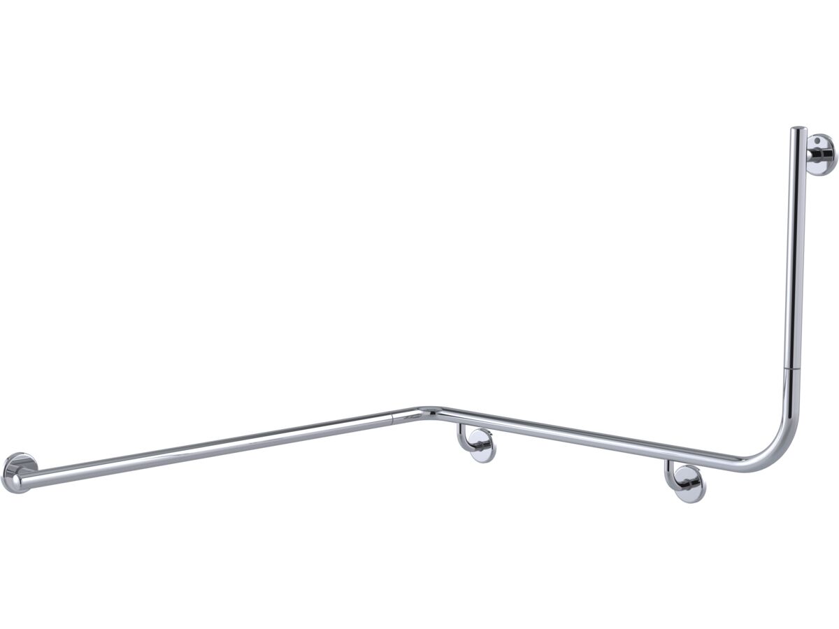 reece Mizu Drift 1110 x 1030 x 600 x 90 Degree Accessible Grab Rail Modular Left Hand Polished Stainless Steel