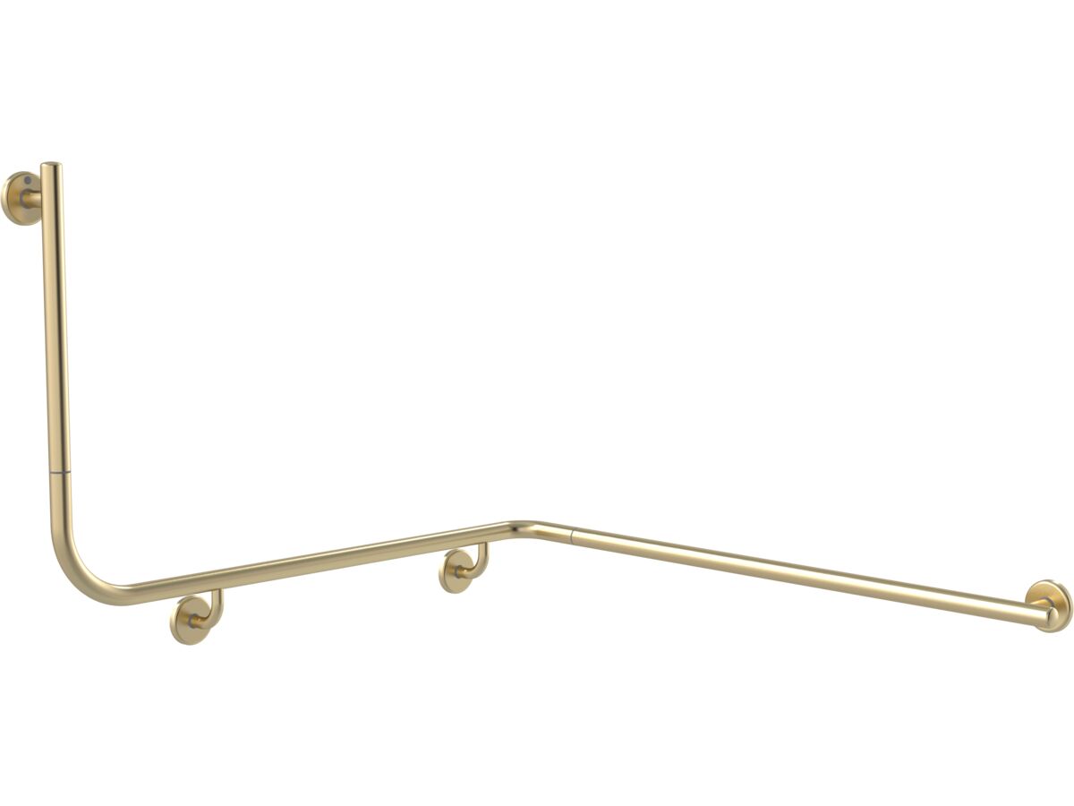 reece Mizu Drift 1110 x 1030 x 600 x 90 Degree Accessible Grab Rail Modular Right Hand Brushed Brass