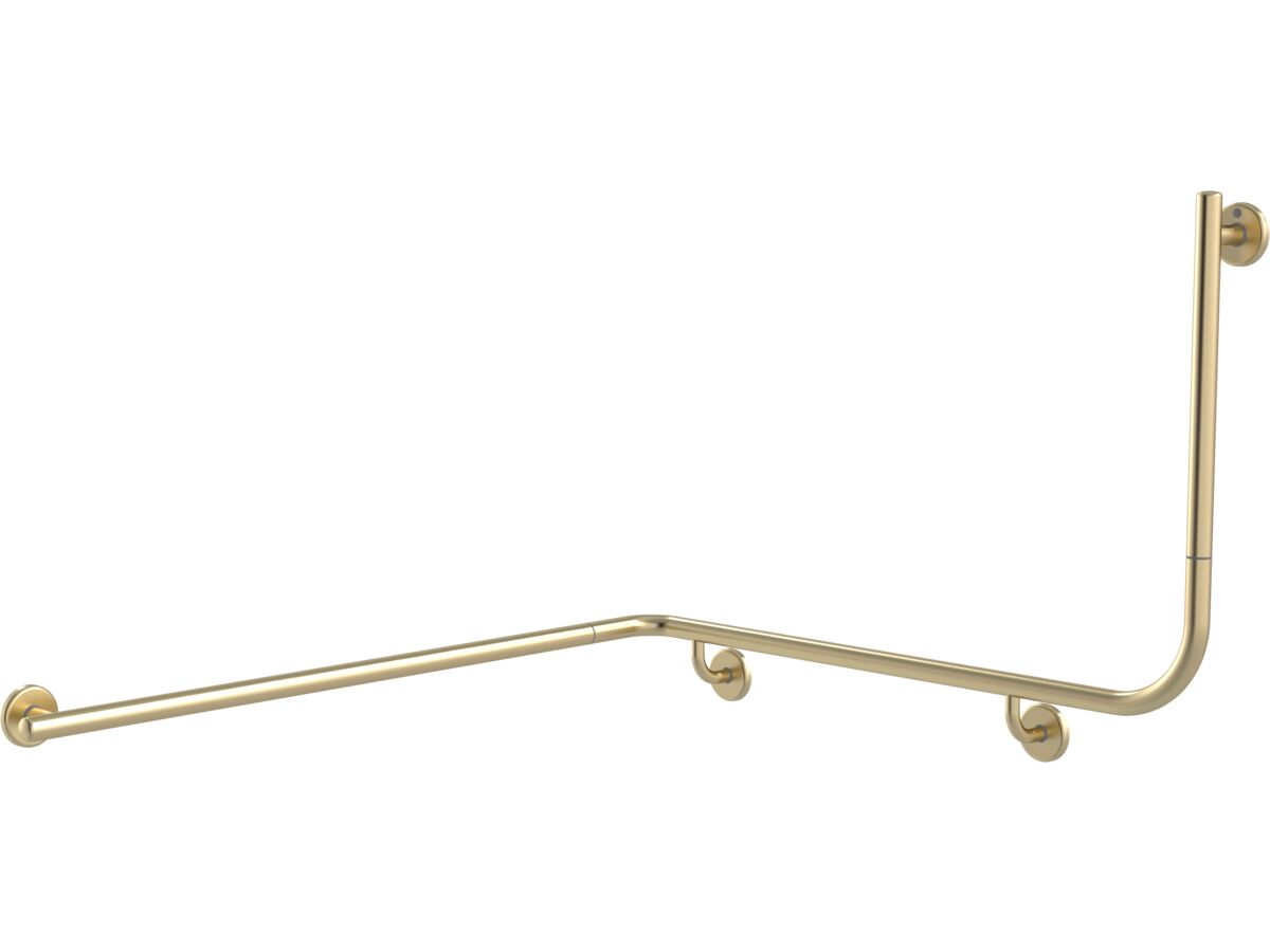 reece Mizu Drift 1110 x 1030 x 600 x 90 Degree Accessible Grab Rail Modular Left Hand Brushed Brass