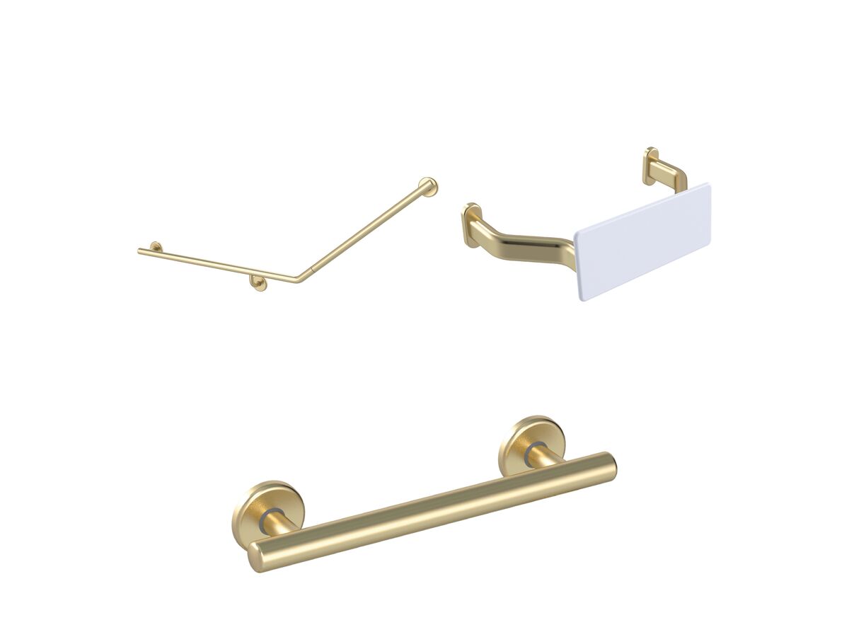reece Mizu Drift 40 Degree Accessible WC Kit Left Hand Brushed Brass