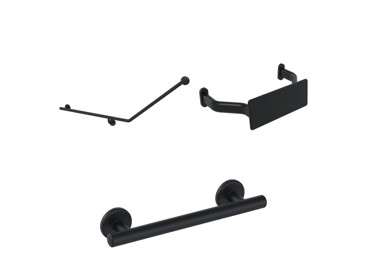 reece Mizu Drift 40 Degree Accessible WC Kit Left Hand Matte Black