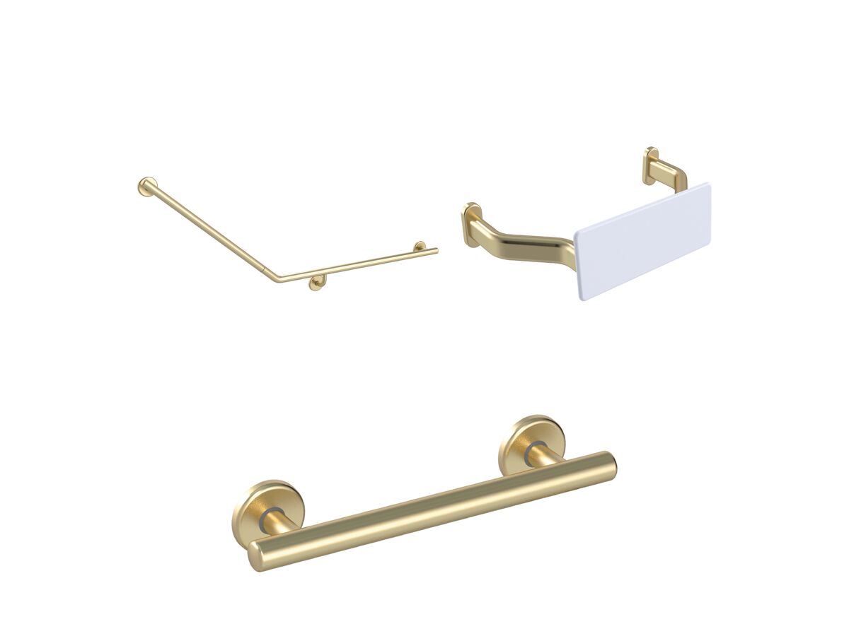 reece Mizu Drift 40 Degree Accessible WC Kit Right Hand Brushed Brass