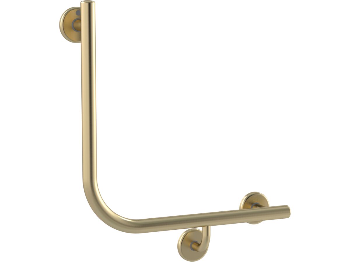reece Mizu Drift 450 x 450 x 90 Degree Ambulant Toilet Grab Rail Right Hand Brushed Brass