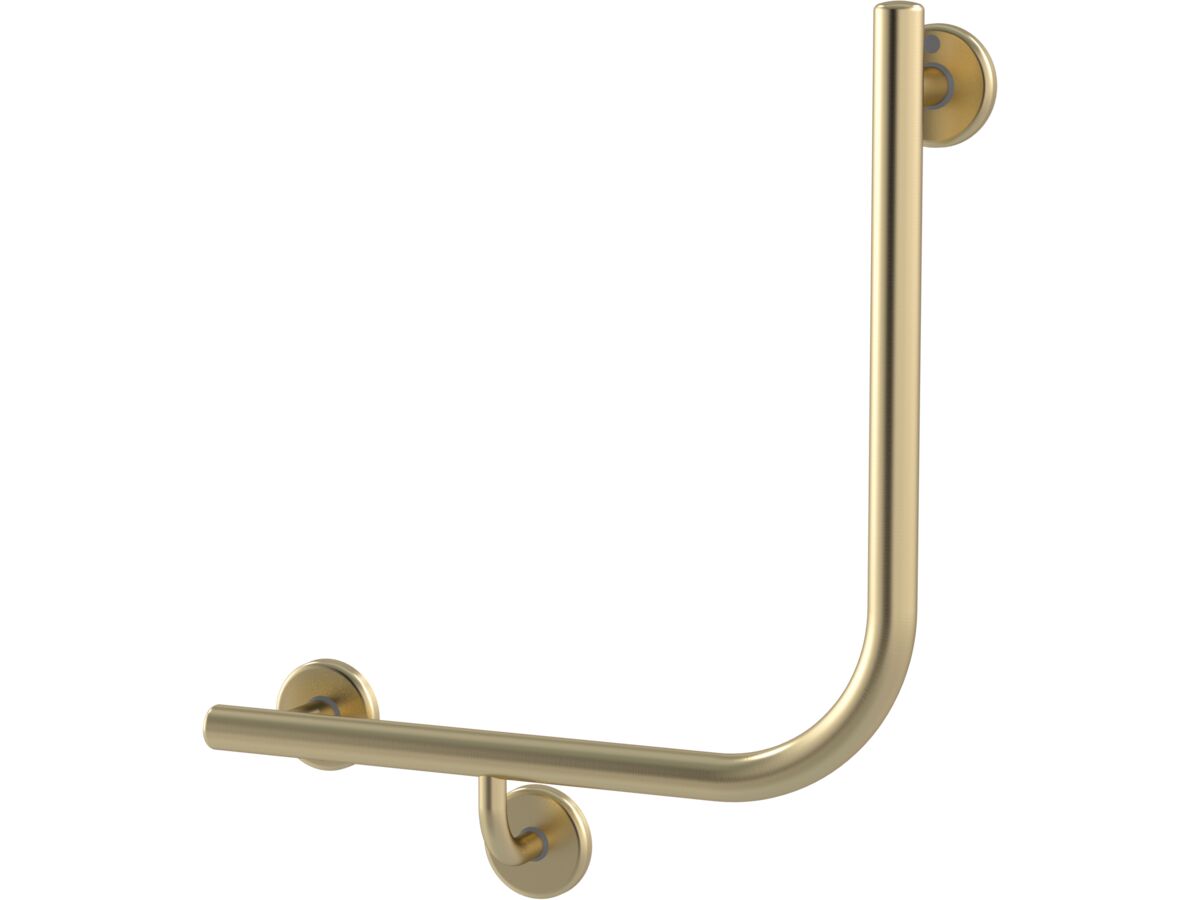 reece Mizu Drift 450 x 450 x 90 Degree Ambulant Toilet Grab Rail Left Hand Brushed Brass