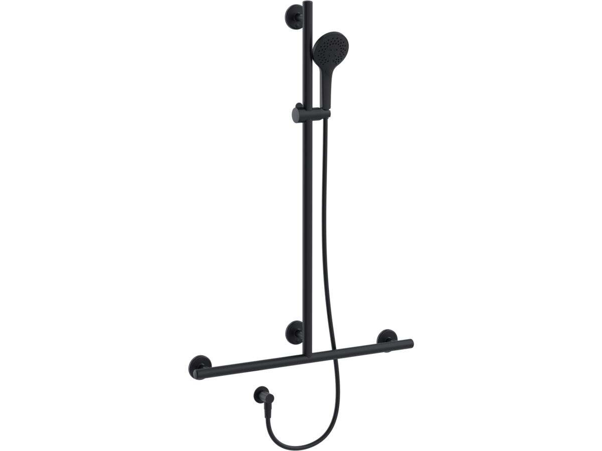 reece Mizu Drift 700 x 1100mm Independent T-Shower Modular Grab Rail Kit 3 function Modular Matte Black (5 Star)