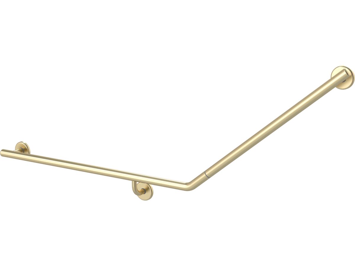 reece Mizu Drift 840 x 715 x 40 Degree Accessible Toilet Grab Rail Modular Left Hand Brushed Brass
