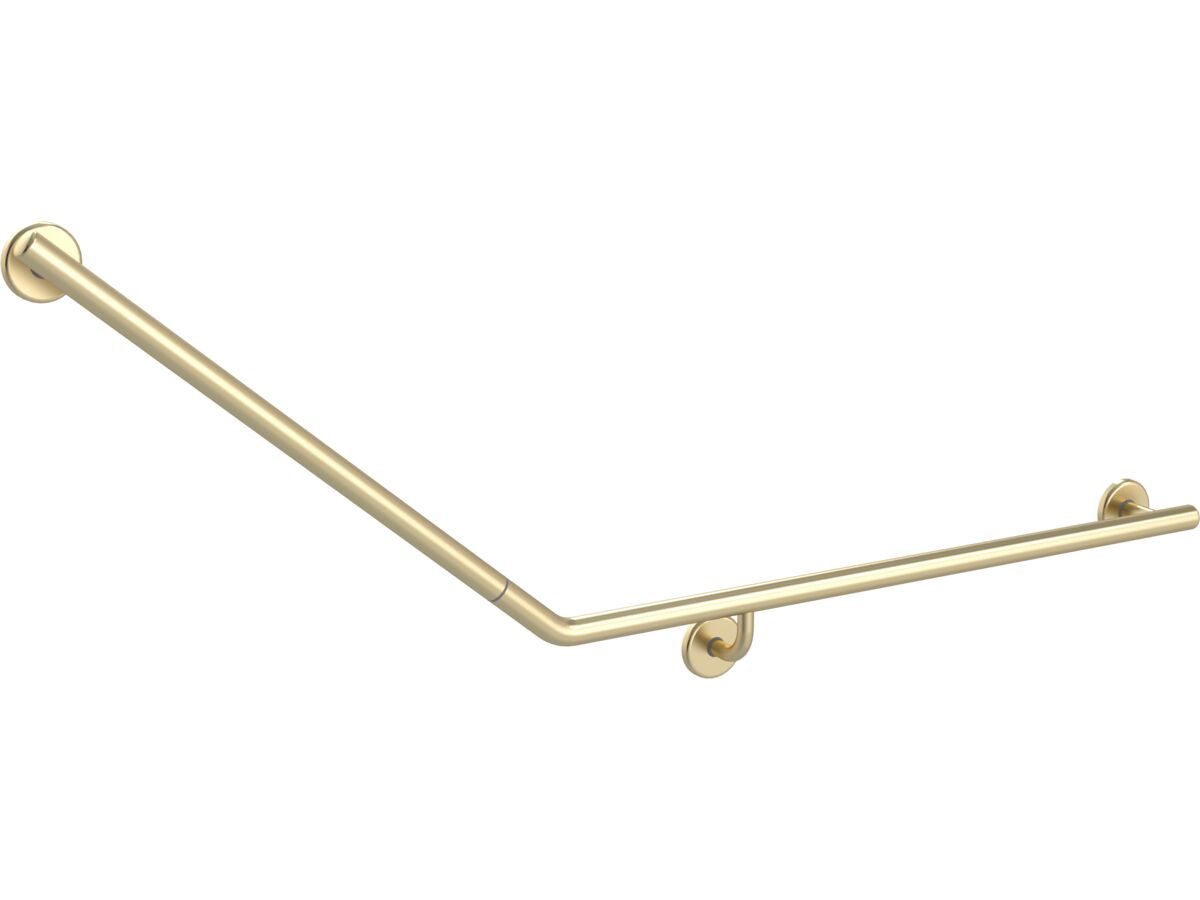 reece Mizu Drift 840 x 715 x 40 Degree Accessible Toilet Grab Rail Modular Right Hand Brushed Brass